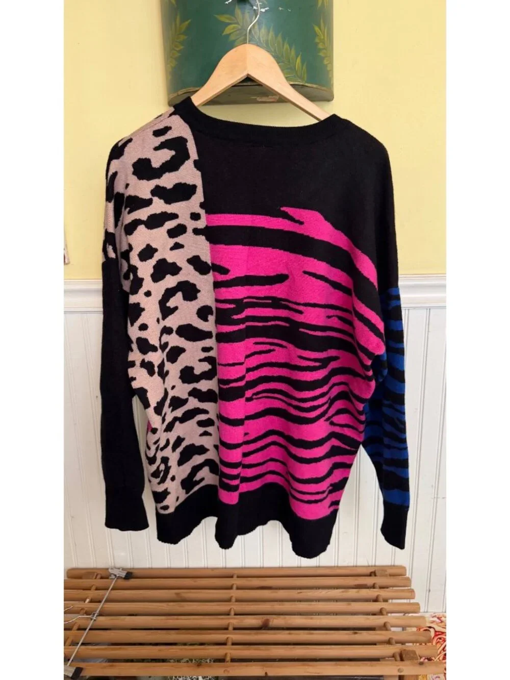 Torrid Animal Print Colorblock Sweater Womens 2 Pink Leopard & Zebra Knit Pullov